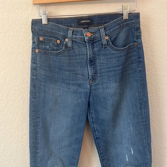J Crew Denim Jean Pants 9 Inch High Rise Toothpick Distressed Blue size 27 - Picture 3 of 10